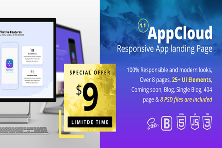 3 Clean HTML Templates for App Landing Page