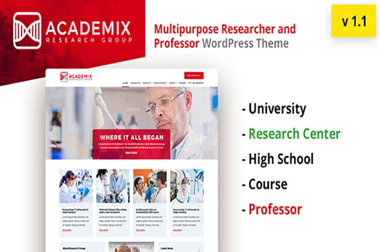 Academix – Multipurpose Education, Researcher and Professor WordPress Theme